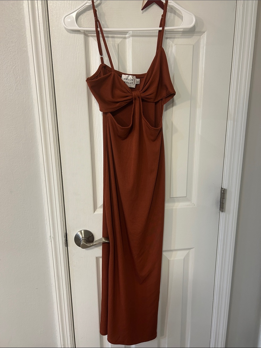 Hello Molly Terracotta Knot-Front Maxi Dress